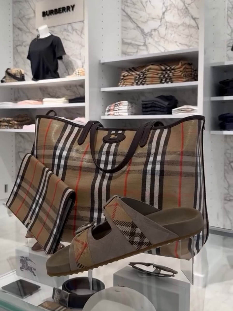 burberry bag and sandals at union fashion store