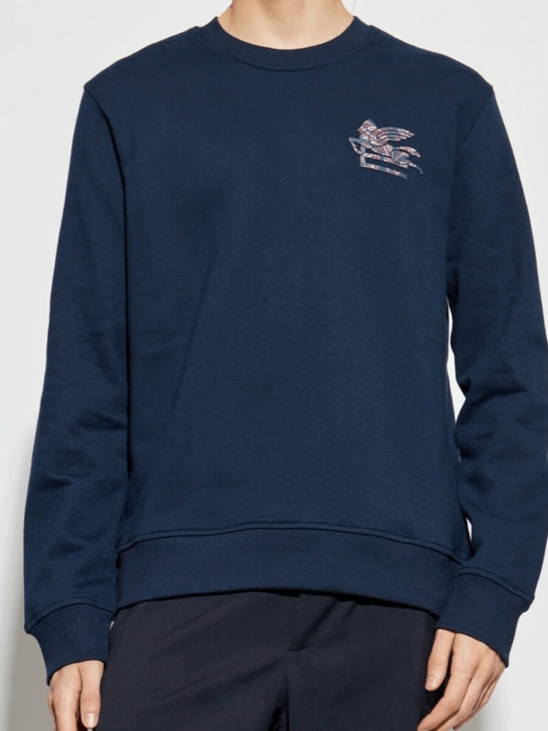 model wearing etro sweatshirt