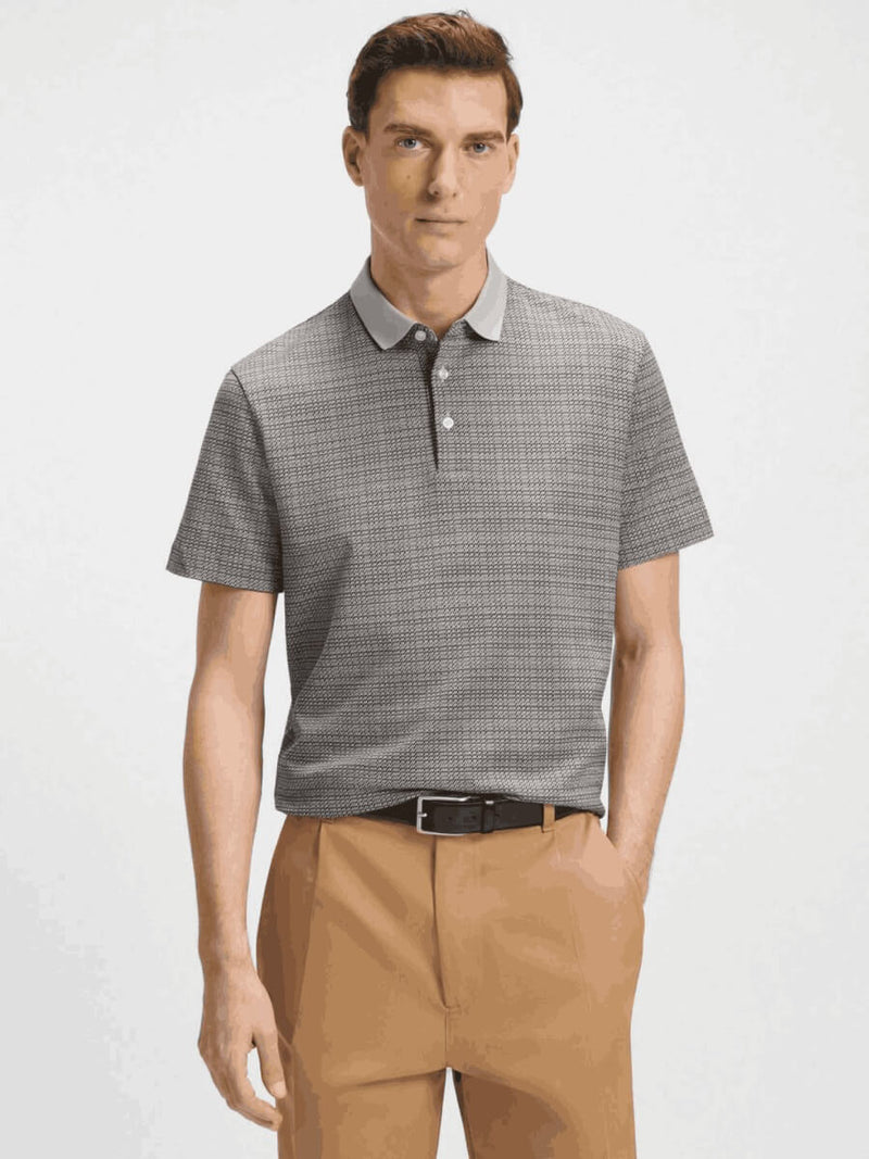 model wearing hugo boss polo shirt